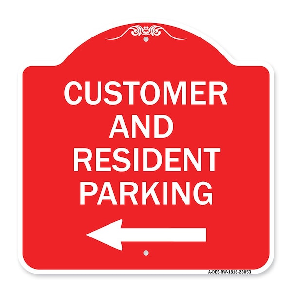 Signmission Reserved Parking Customer & Visitor Parking W/ Left Arrow Heavy-Gauge Alum, 18" x 18", RW-1818-23053 A-DES-RW-1818-23053 - main